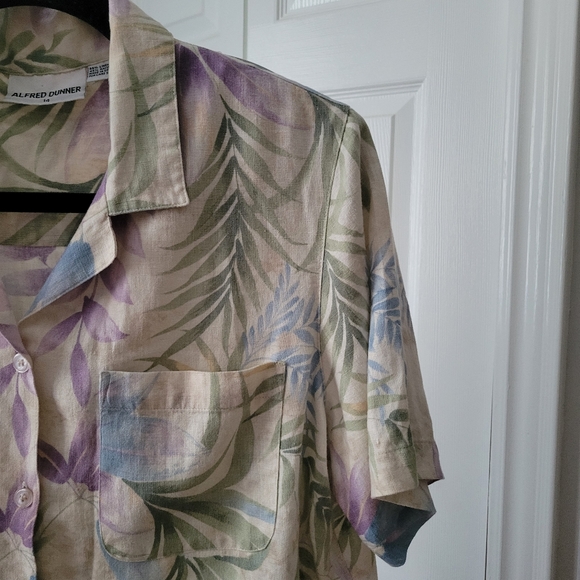 Alfred Dunner Linen Button-down Shirt - Short sleeve - Picture 3 of 12